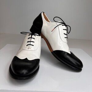 Angela Scott Shoe Women 11 Wingtip Oxford Pebbled Leather Retro Party Core Ex